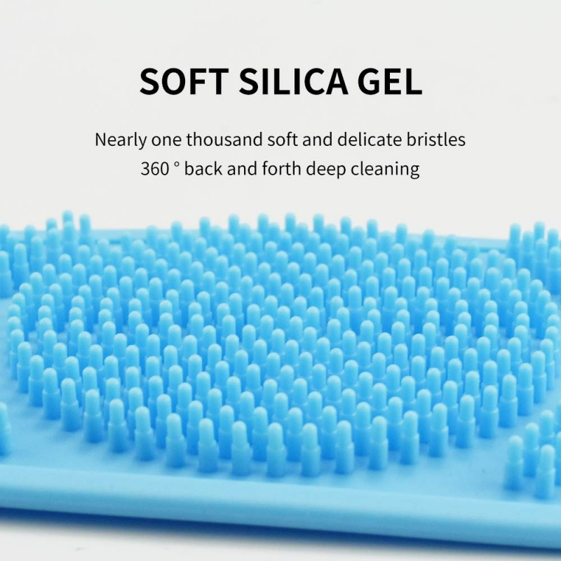 Силиконовая мочалка для душа двухсторонняя "Silica gel bath brush", Синяя массажер щетка для тела (GK) - фото 4 - id-p1531096922