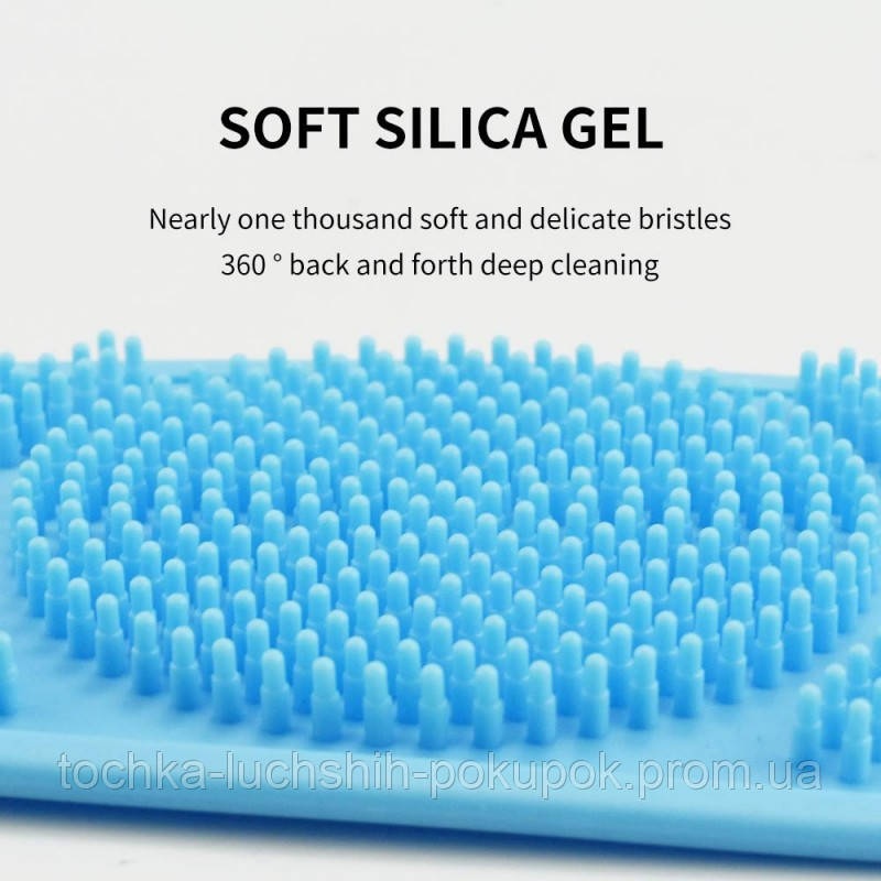 Силиконовая мочалка для душа двухсторонняя "Silica gel bath brush", Синяя массажер щетка для тела (TL) - фото 4 - id-p1531098207