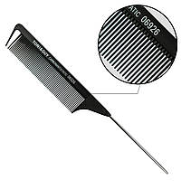 Гребень для волос Carbon T&G черный с металлической ручкой 06926 расчёска для парикмахера для стрижки расчёска