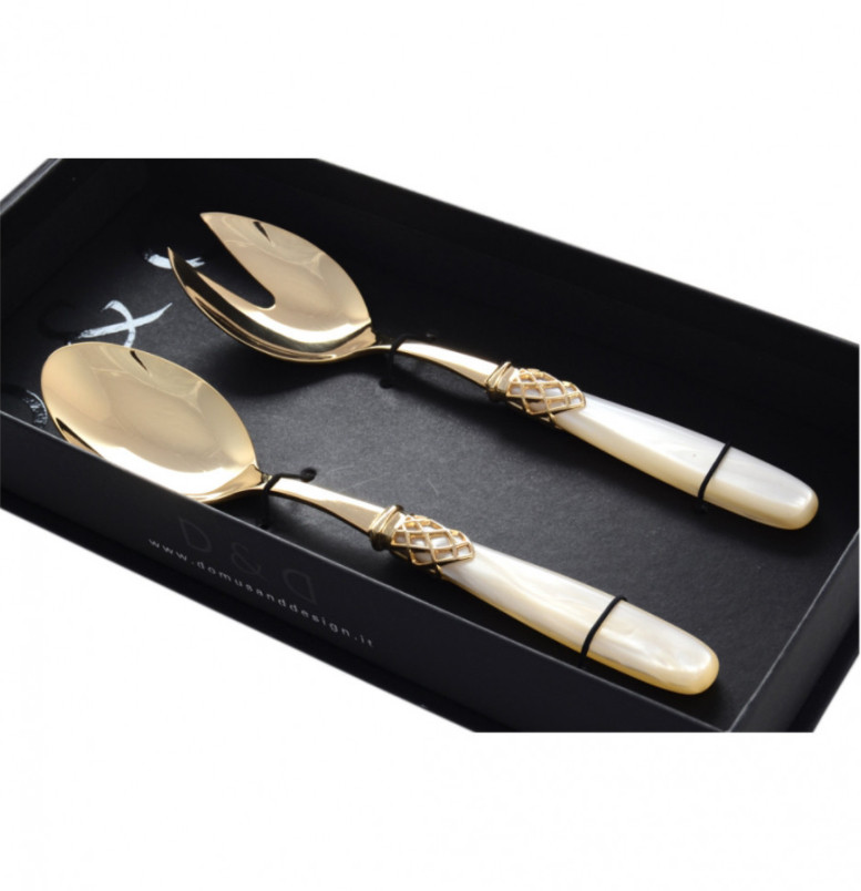 Набір ложок для салату Domus&Design France Gold Champagne Gold Pearl 2 шт CD3FRCGG/CH