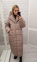 Длинный пуховик кокон зимний Oversize M500 Жемчужный КОФЕ