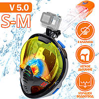 Маска для плавания S/M VelaSport 5.0 Снорклинга Ныряния Полнолицевая с трубкой на все лицо для купания Colour