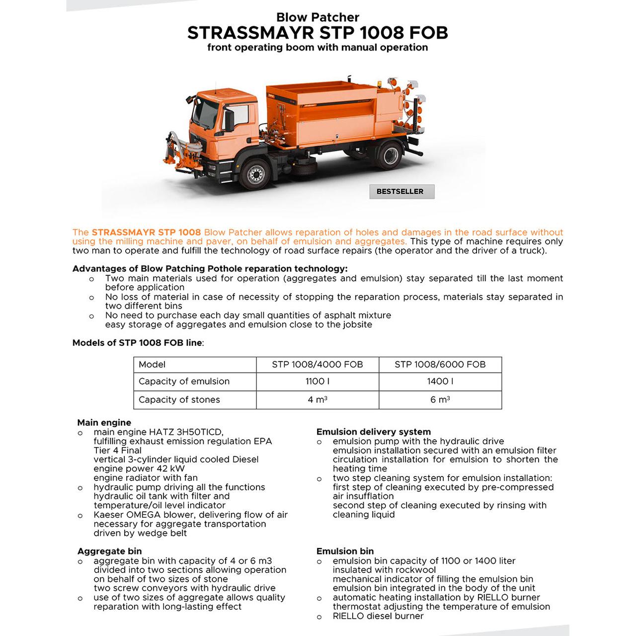 Оборудование для ямочного ремонта струйным методом Strassmayr STP 1008 FOB - фото 7 - id-p1531116316