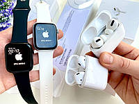 Беспроводные Наушники AirPods 2 с защитным чехлом и Смарт часами Apple watch 8/45mm в подарок