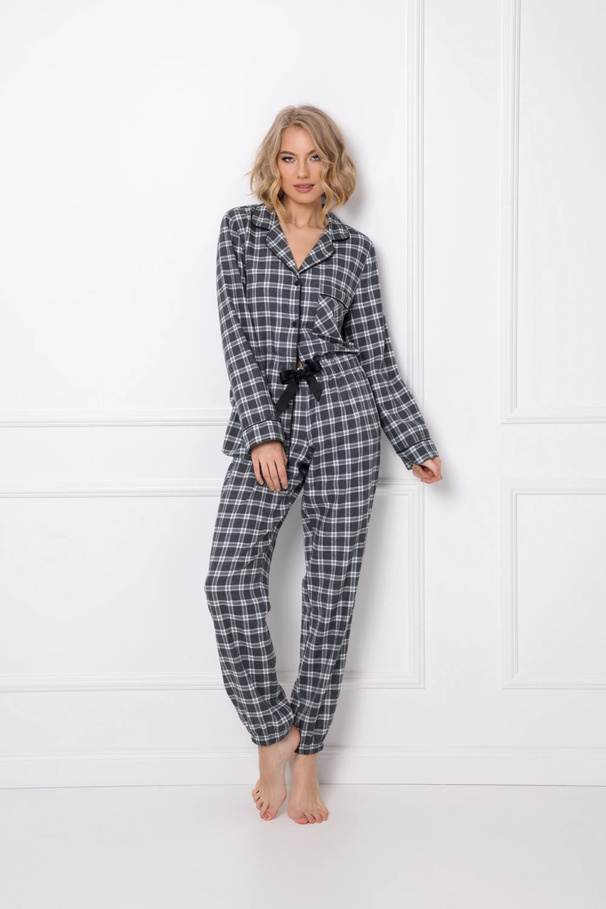 Класична жіноча піжама Aruelle Gloria Pajama Long в клітинку, XXL