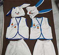 Новогодний карнавальный костюм для деток Зайчик рваная махра 92-110см шапочка, жилетка и шорты