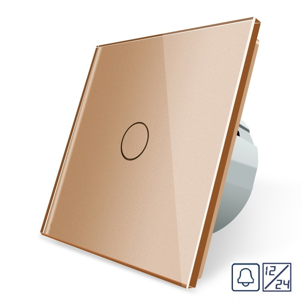 Сенсорна кнопка 1 сенсор 12/24V Livolo золотий скло (VL-C701CH-13), фото 1