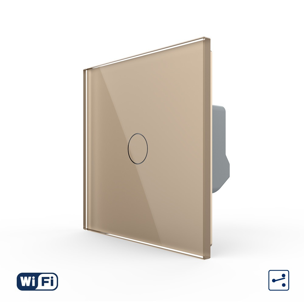 Розумний сенсорний Wi-Fi прохідний вимикач 1 сенсор Livolo золотий скло (VL-C7FC1SNY-2G-AP)