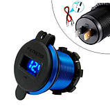 Вбудовуваний адаптер 2x USB QC3.0 з вольтметром 12-24В в прикурювач, фото 2