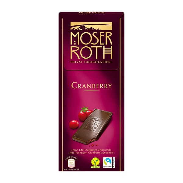 Шоколад Чорний з Журавлиною Мозер Рот Moser Roth Cranberry 125 г Німеччина, фото 1
