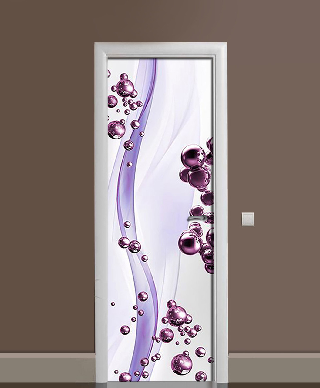 65х200 см Декоративні наклейки на двері, плівка для обклеювання дверей Фіолетові сфери