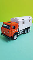 Игрушка иашинка грузовик Камаз с кунгом Автосвит оранжево-белый