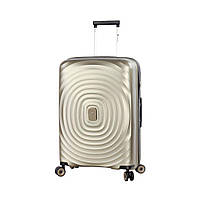Дорожный средний полипропиленовый чемодан Snowball 05203 на 4 двойных колесах шампань
