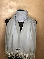 Женский однотонный шелковый шарф. 180х60 см. Серый