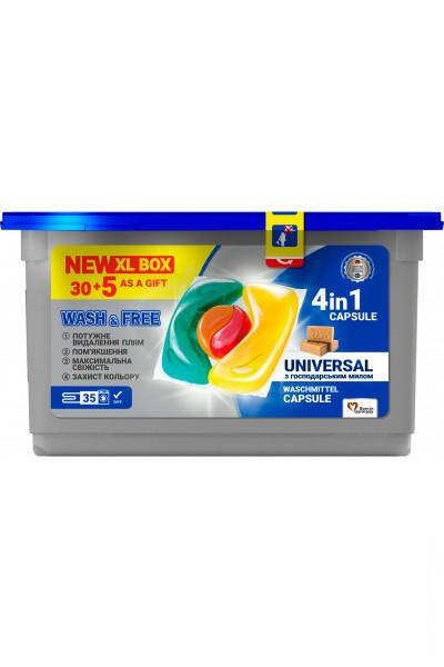 

Wash&Free Капсули зі стружкою господарського мила 35шт 720511