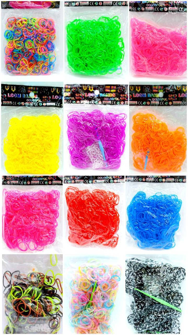 

Резинки для плетения браслетов Colorful Loom Bands набор из 12 пакетов по 600шт!!!