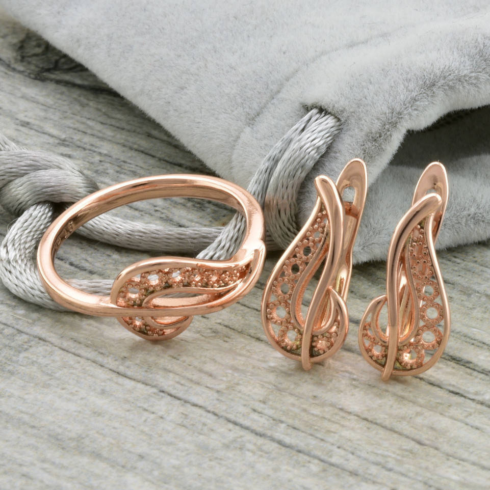 

Набор Xuping 65055 кольцо + серьги 16х7 мм позолота РО размер 20