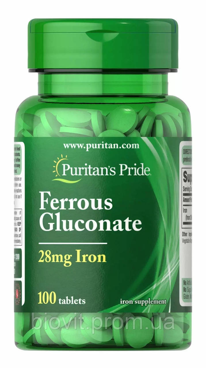 Купить Железо глюконат (Ferrous Gluconate) 28 мг 100 таблеток, цена 215 ...