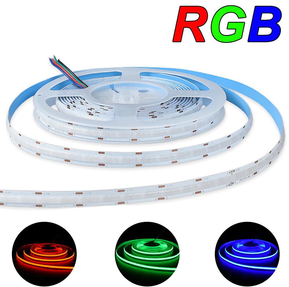 Світлодіодна стрічка LEDTech COB/FCOB 24v 768д/м суцільного світіння. RGB багатобарвна преміум СОВ