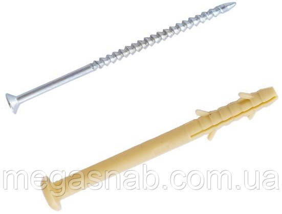 Дюбель быстрого монтажа Apro 6*40мм гриб с шурупом 100шт/уп (ID ...