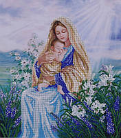 Набор для вышивки бисером " Мадонна с младенцем " Иисус, бог, лилии частичная выкладка 33x38 см