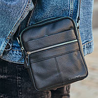 Чоловіча шкіряна сумка-барсетка через плече  BON6565 чорна, фото 4
