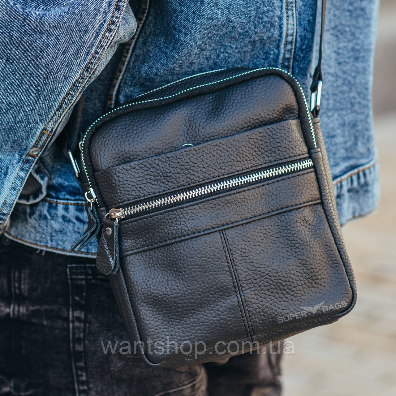Чоловіча сумка через плече натуральна шкіра Tiding Bag M38-8136A
