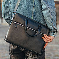 Мужская кожаная сумка-портфель SK N76421 черная, фото 3
