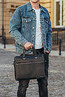 Мужская кожаная сумка-портфель SK N76421 черная, фото 8