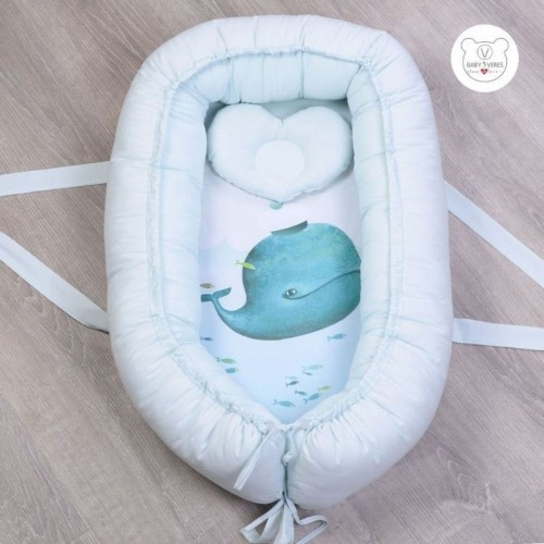 Кокон-гніздечко Baby Veres Menthol whale 52х80 см