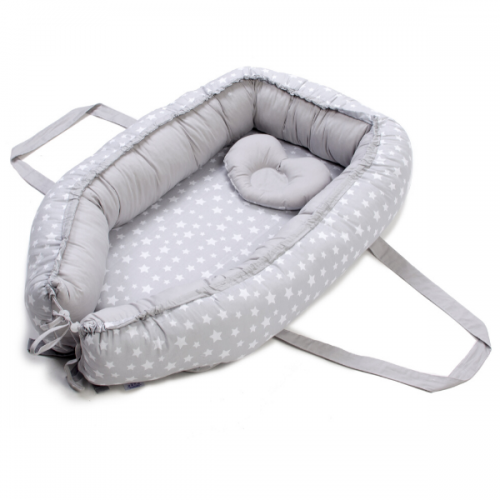 Кокон-гніздечко Baby Veres "Smiling Animals white / grey"