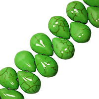 Намистини Краплі Середні, Колір Салатовий Зелений, Розмір 14 мм, Камінь Бірюза Синтетична, Фурнітура для Біжутерії