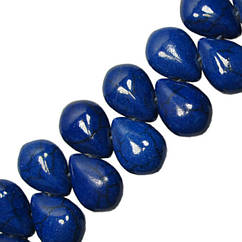 Намистини 14 мм Краплі Середні, Колір Синій, Близько 40 см, Камінь Бірюза Синтетична для Виготовлення Прикрас