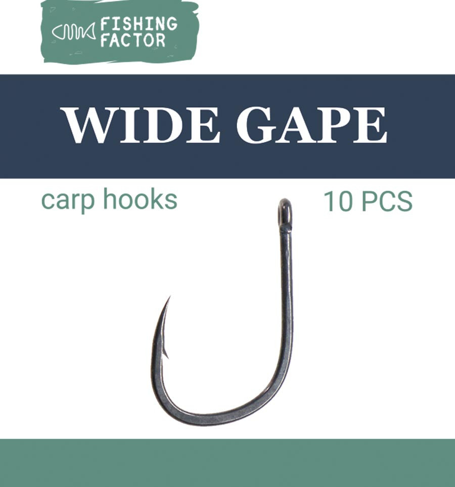 Карповий гачок Вайд Гейп (Wide Gape) No 4,6,8,10. 10 шт. Fishing Factor