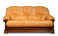 Кожаный диван Барон, с французской раскладушкой, коричневый