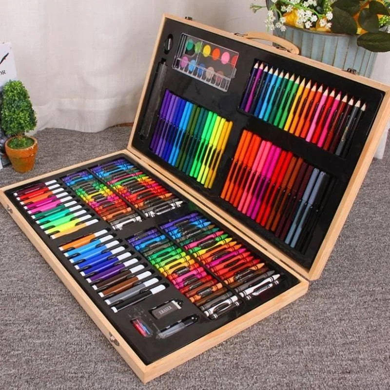 Набір для малювання 220 предмета - Дерев'яну валізу AuraHome, фото 1