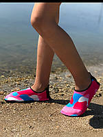 Неопреновая обувь аквашузы Skin Shoes розовый камуфляж размеры 34-35