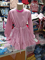 Вельветовое платье для девочки с двумя юбками 134 140