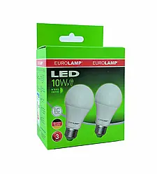 Мультипак "1+1" LED лампа Eurolamp A60 10W E27 4000K (MLP-LED-A60-10274(E))
