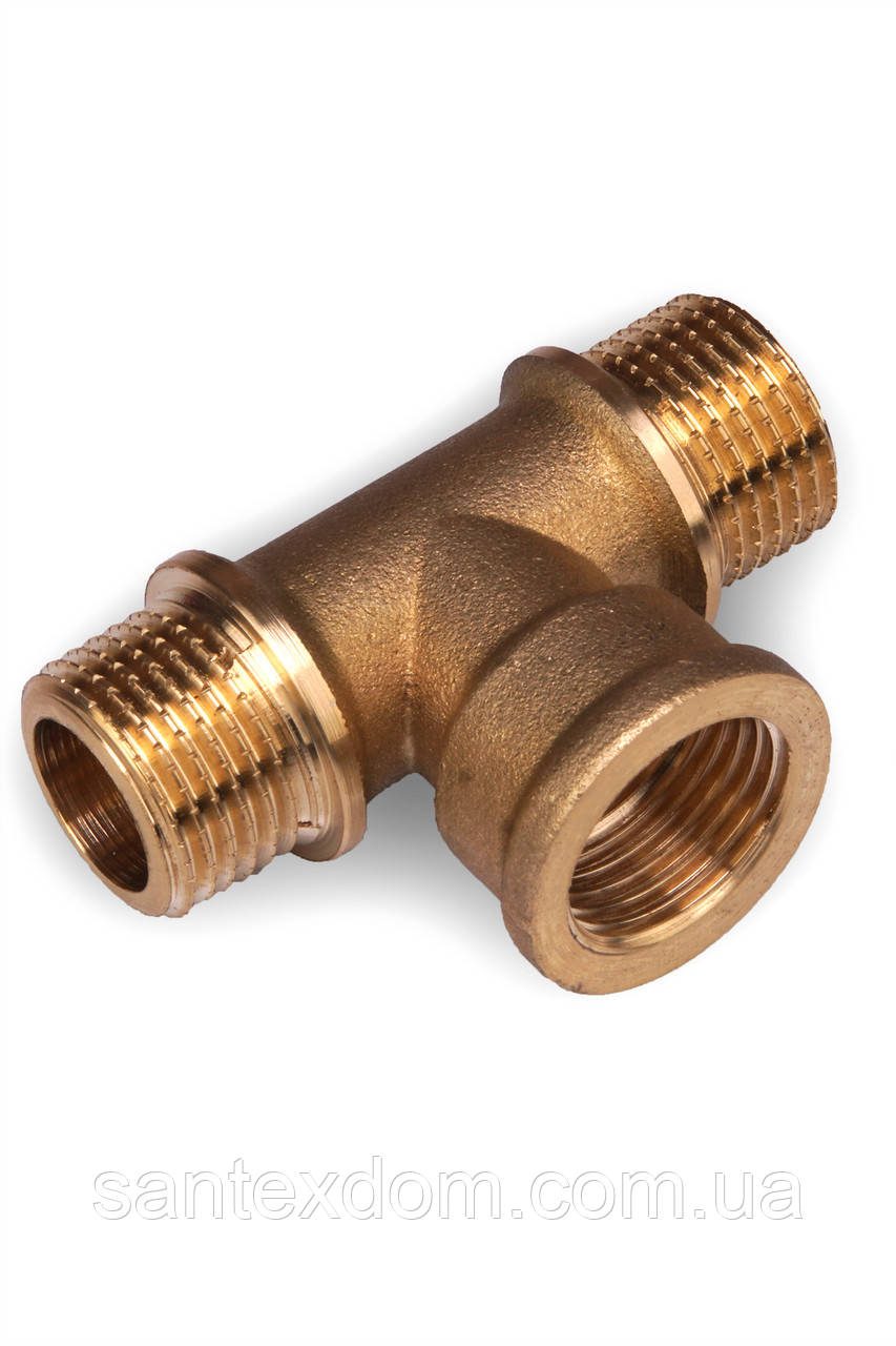 Тройник латунь 1/2" Н -1/2"В-1/2"Н, фото 1