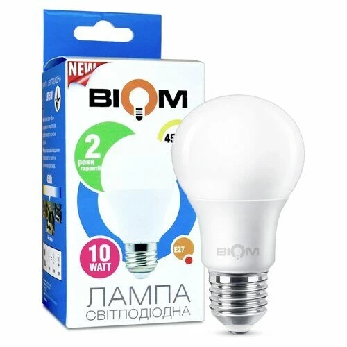 Світлодіодна лампа Biom А60 10W E27 4500K BT-510 1430