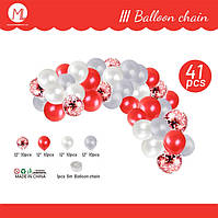 Арка гірлянда з повітряних куль "Червоний стиль" , 41 шт