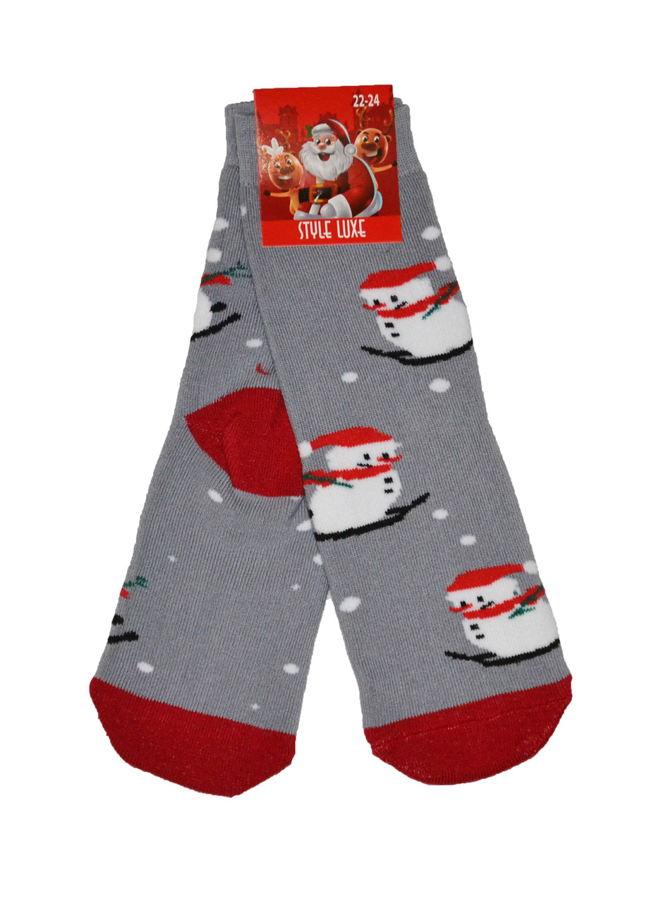 Шкарпетки дітям махрові зима зі Сніговиками 18-20 (розмір взуття 29-31)