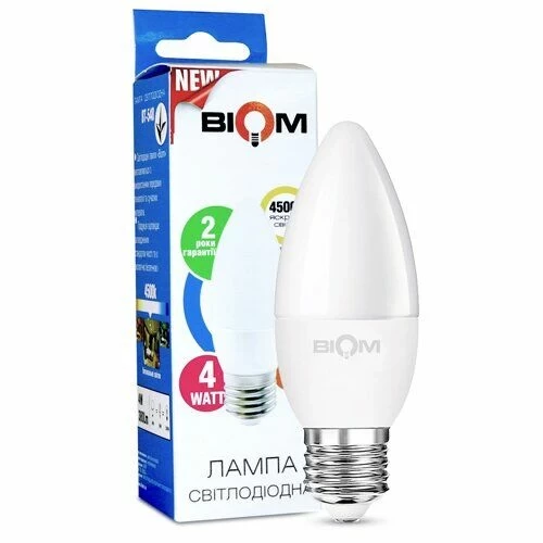Світлодіодна лампа Biom свічка 4W E27 4500K BT-548 1422