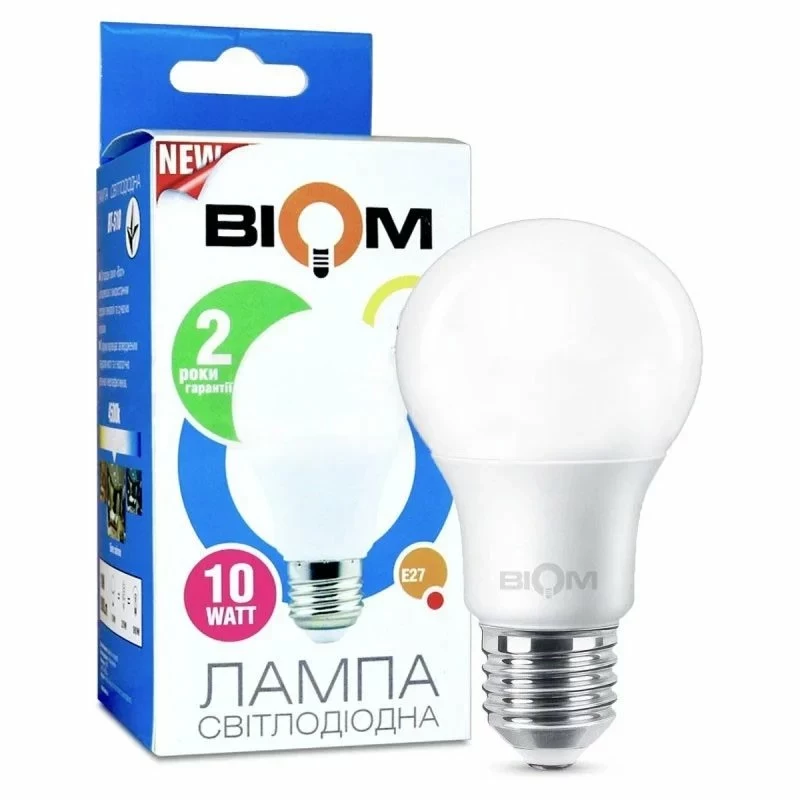 Світлодіодна лампа Biom А60 10W E27 3000K BT-509 1429