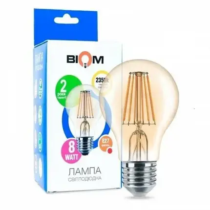 LED лампа Biom 8W E27 2300-2500K FL-411 Amber 12272, фото 1