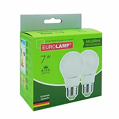 Мультипак "1+1" світлодіодна лампа Eurolamp A60 7W E27 4000K MLP-LED-A60-07274(E)