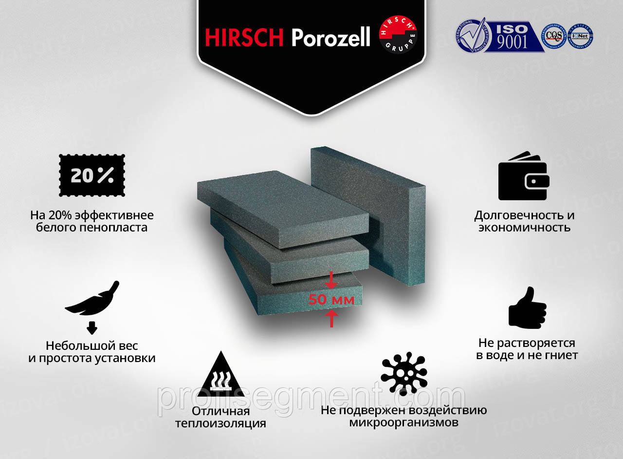 Пенопласт 150/500/1000 HIRSCH 13kg/m2 Графитовый (4шт/уп) - фото 3 - id-p1531634724