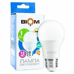 Світлодіодна лампа Biom А60 12W E27 4500K switch dimmable матова BT-532 14103