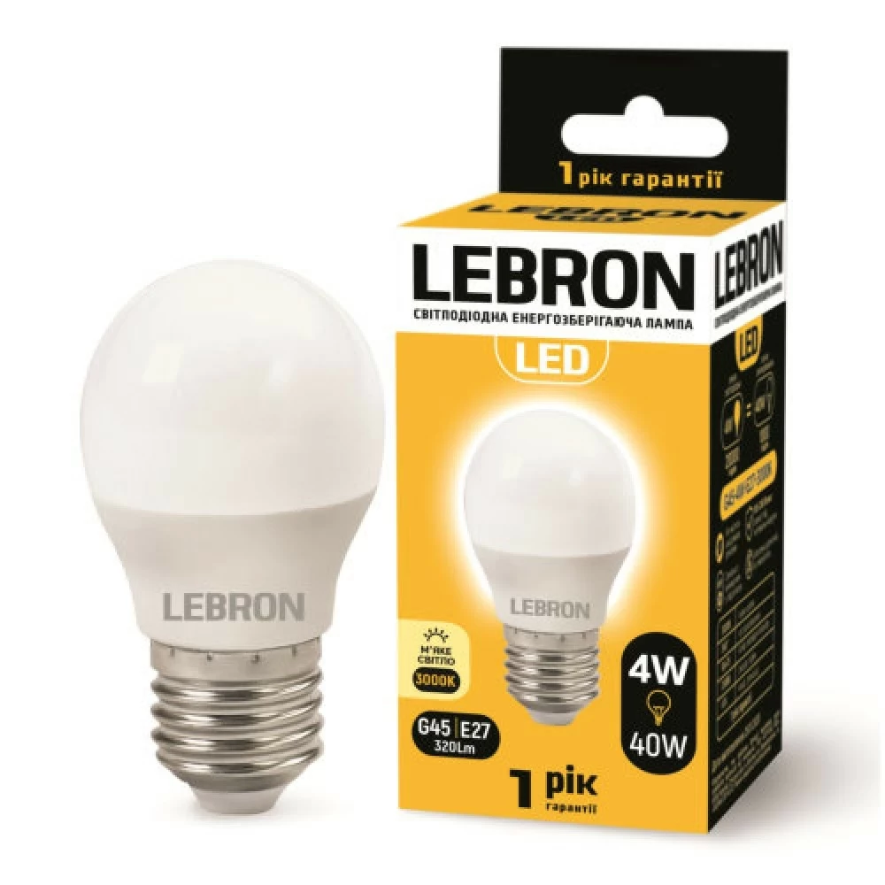 LED лампа Lebron L-G45 4W Е27 3000K 11-12-41